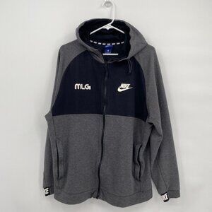 Nike Men's Sportswear MLG Fleece Full Zip Hoodie Colorblock Gray Black XL